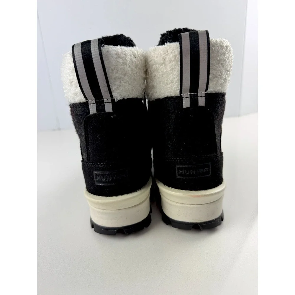 Hunter Womens Black‎ Sherpa Lace Up Hiking Boots Size 7 Winter Waterproof